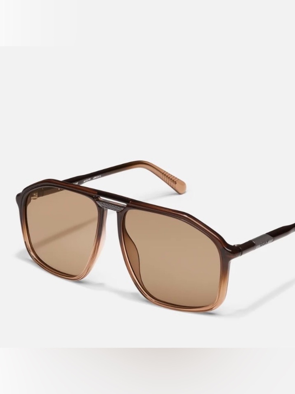 Quay Brown Gradient Aviator Sunglasses studio sesh
